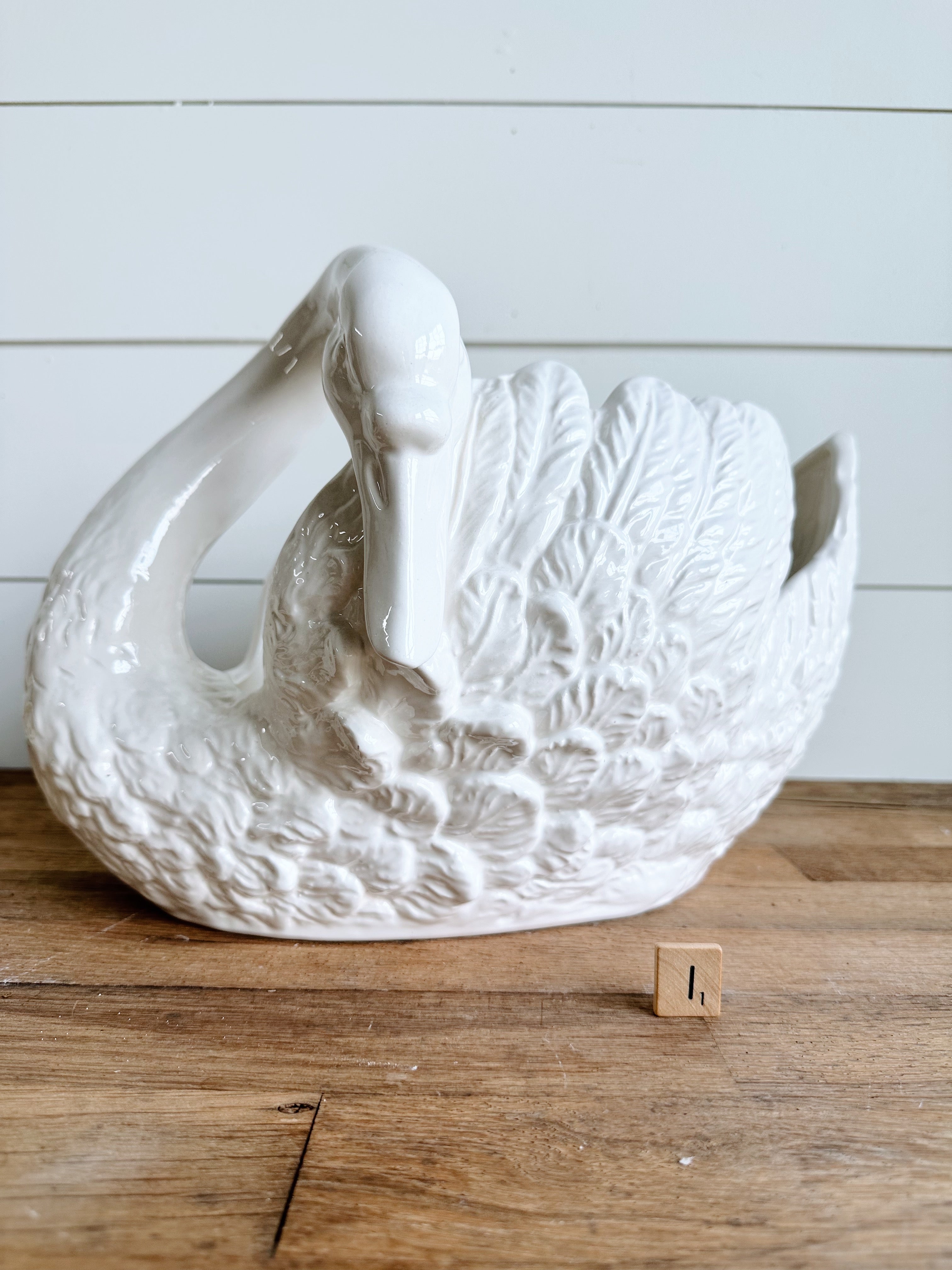 Big Beautiful Vintage Swan Planter