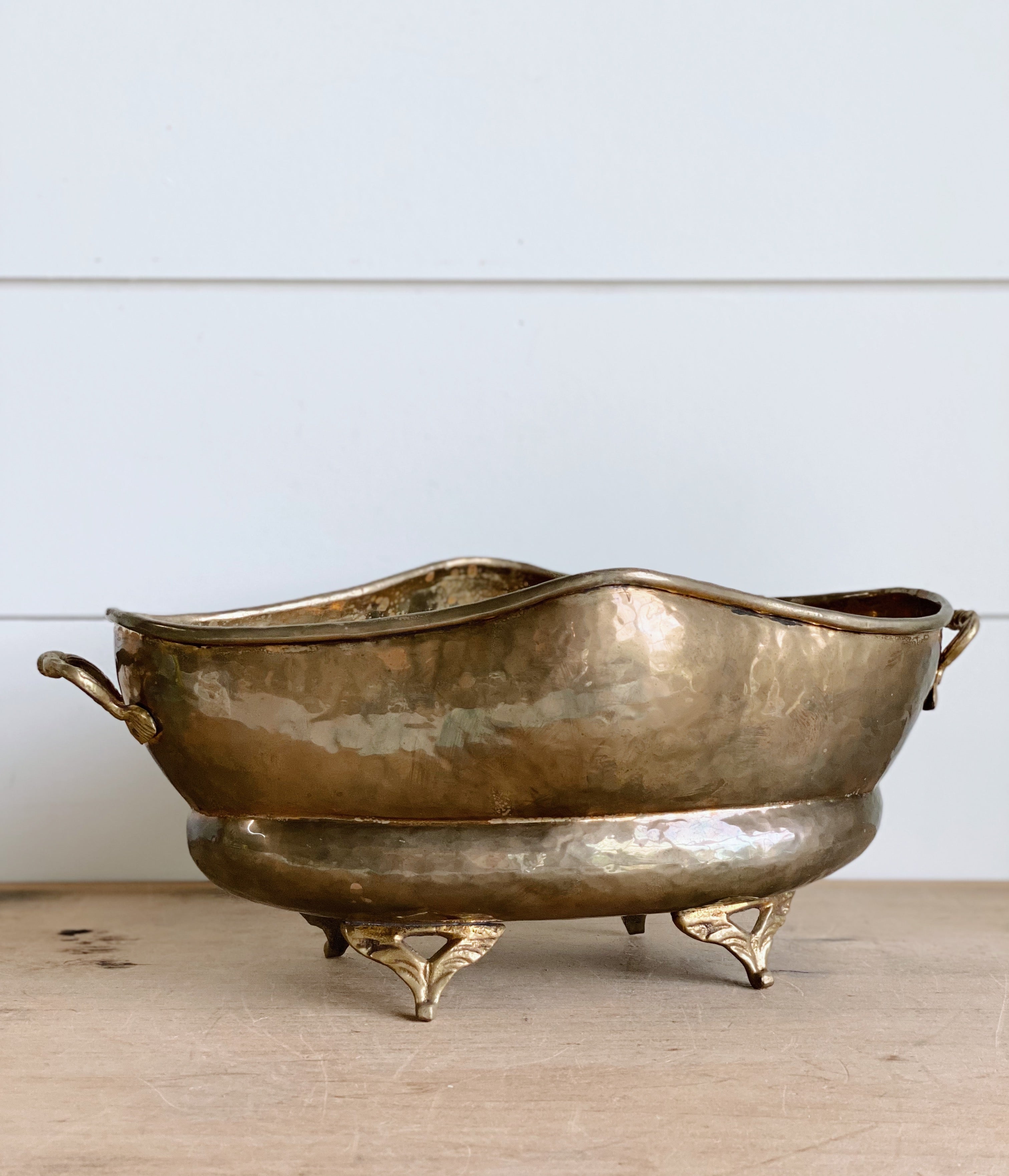 Beautiful Vintage Brass Footed Planter