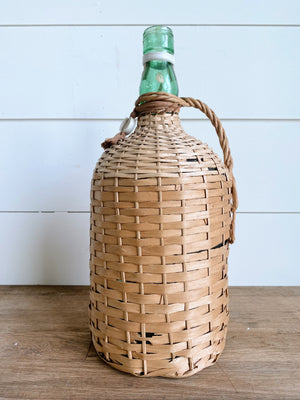 Large Demijohn with Pretty Green Glass Bottle