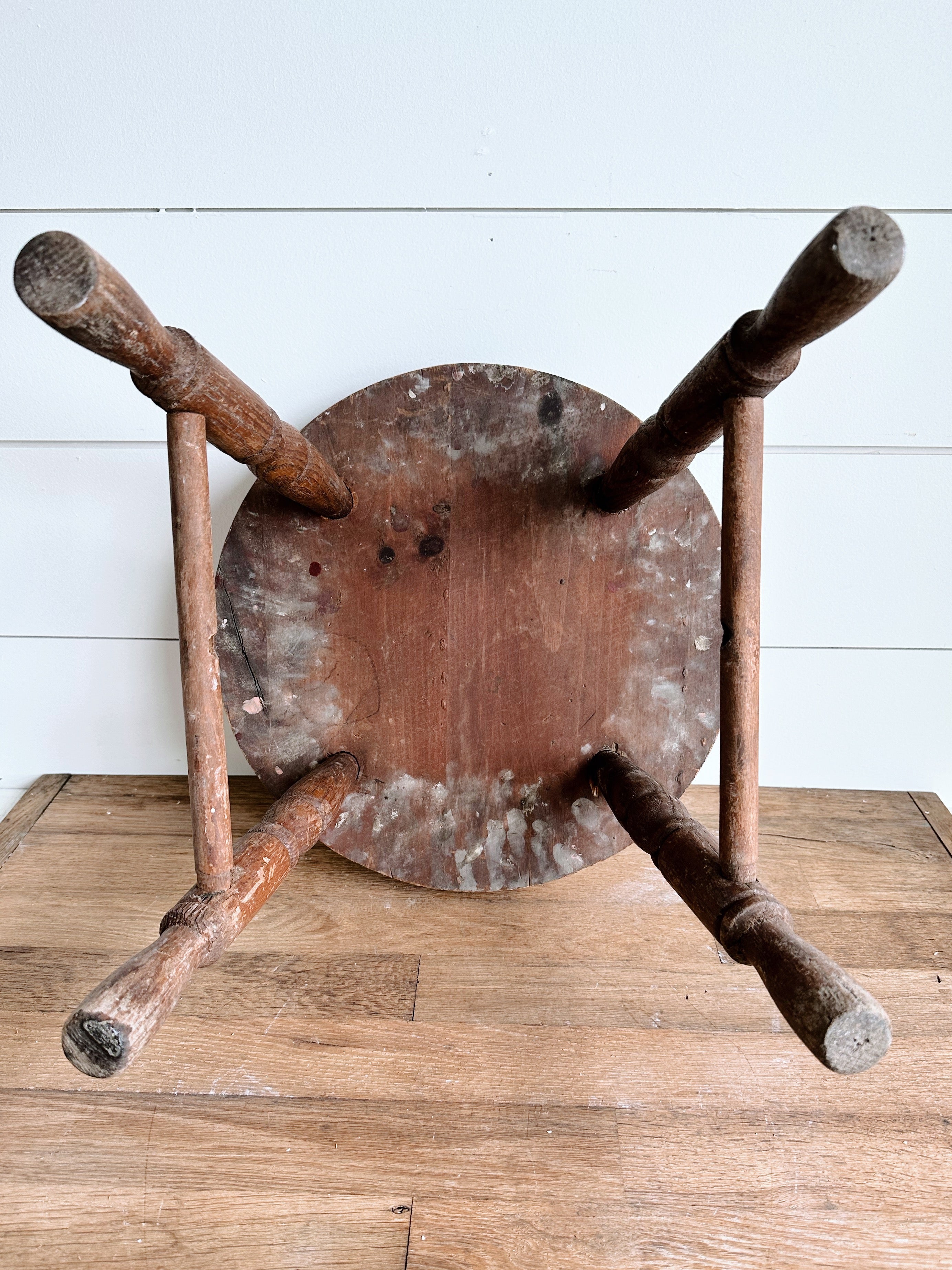 Chunky Antique Wood Stool