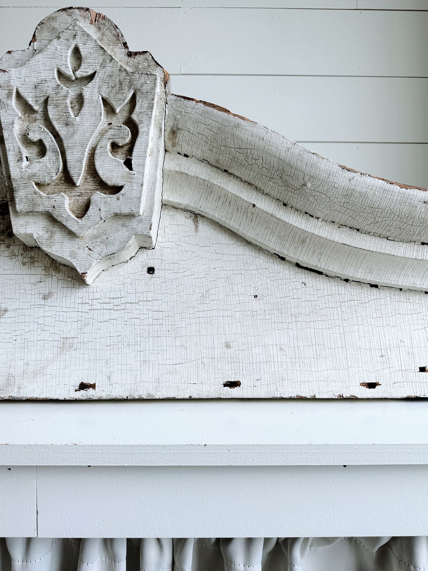 Gorgeous Antique Chippy Pediment / Header