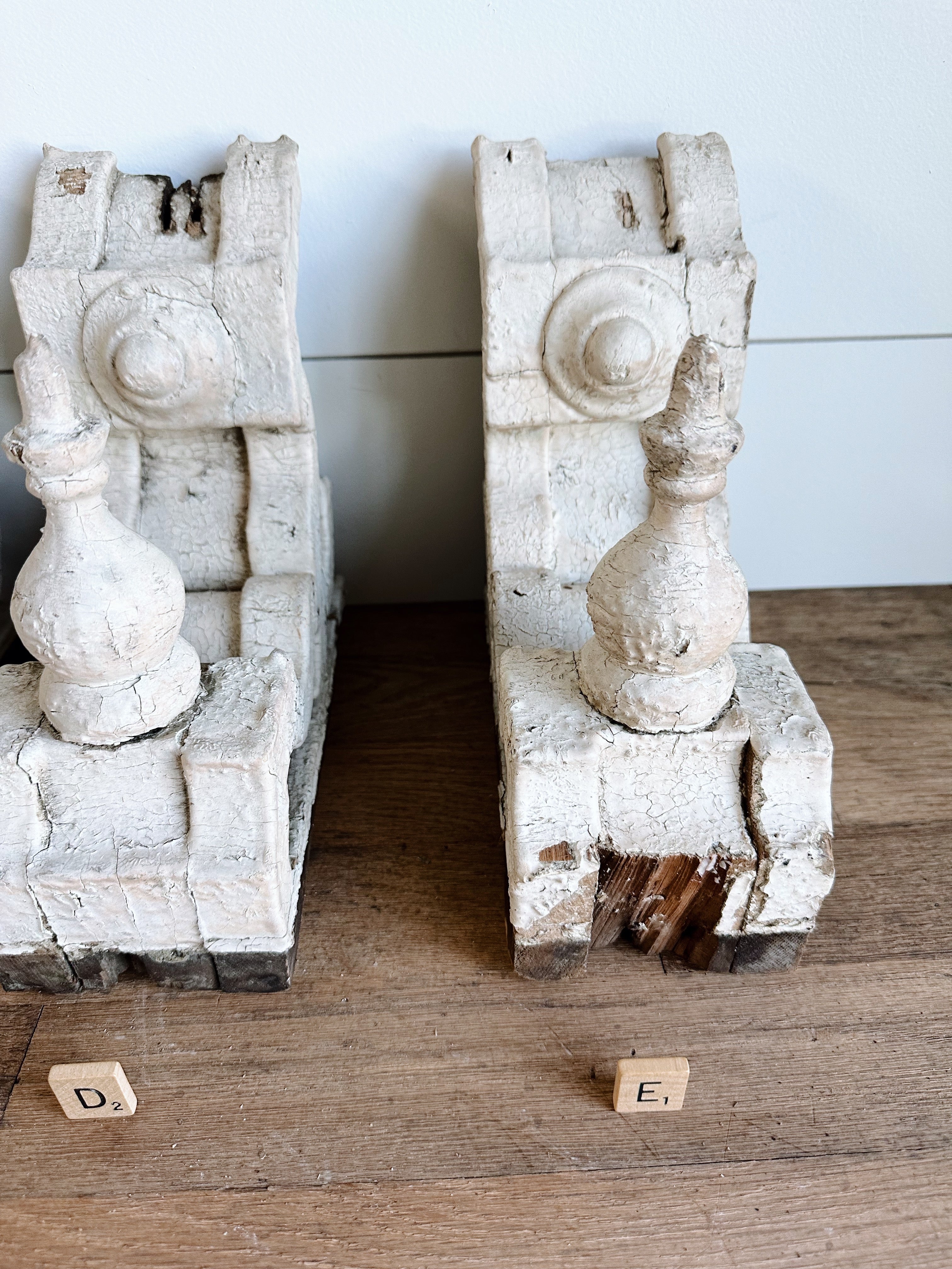 Perfectly Petite Deep Relief Antique Chippy Corbels