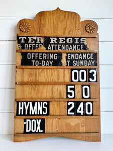 Authentic Vintage Church Attendance/Hymn Board