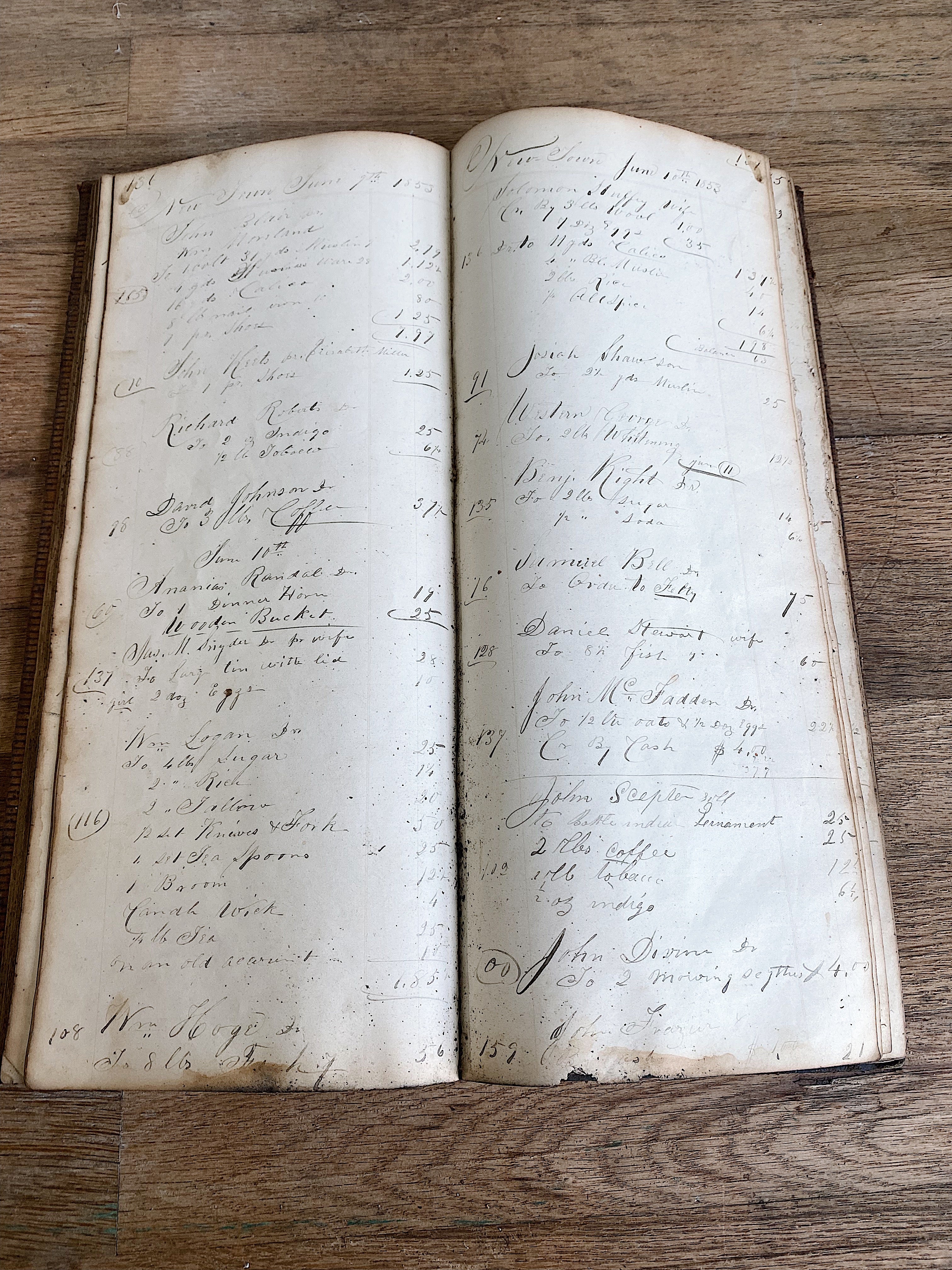 Antique 1853 Suede Bound Country Store Ledger