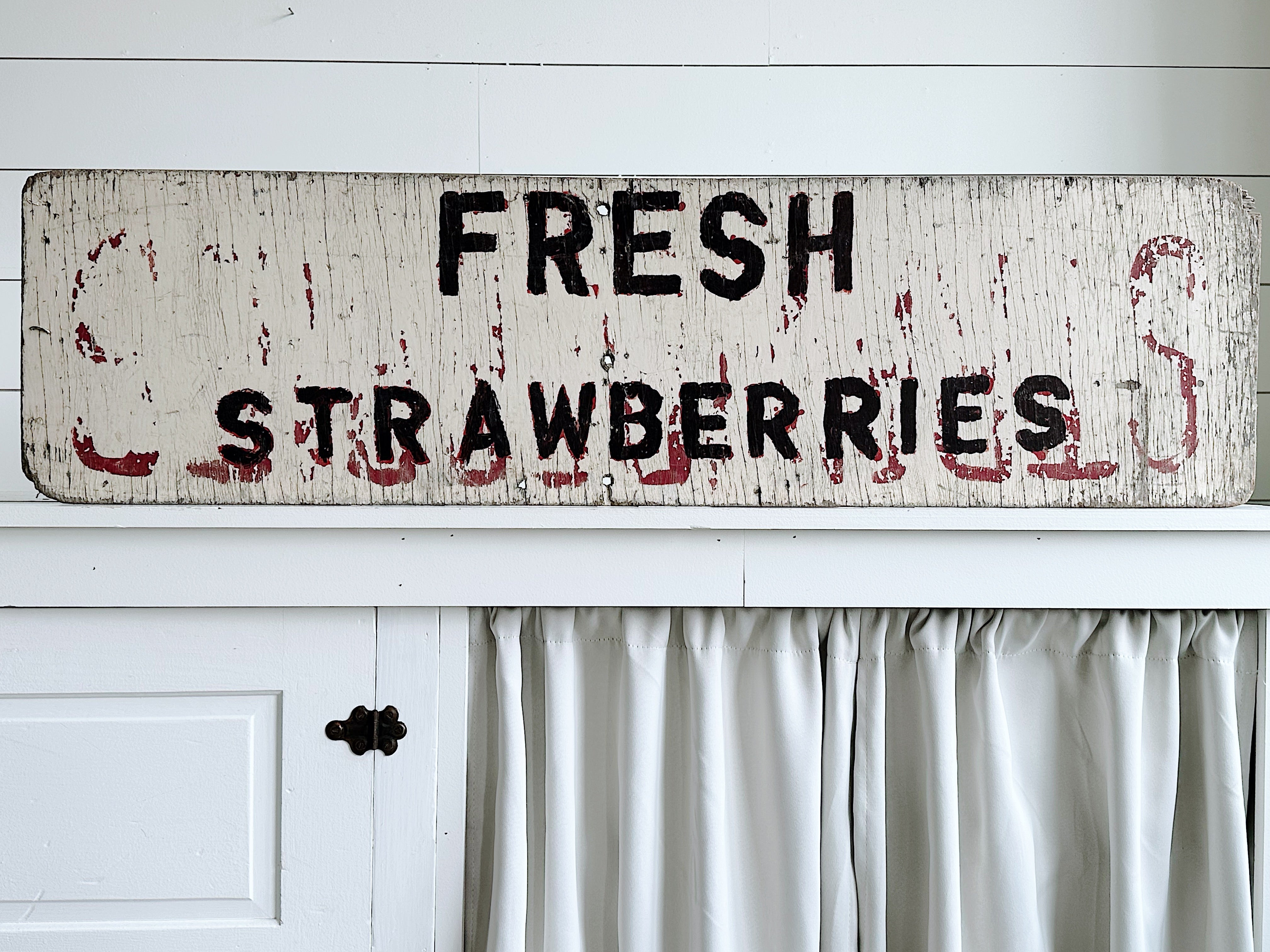 Authentic Vintage Two Sided Wood Strawberries Sign