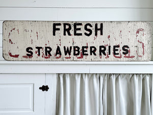 Authentic Vintage Two Sided Wood Strawberries Sign