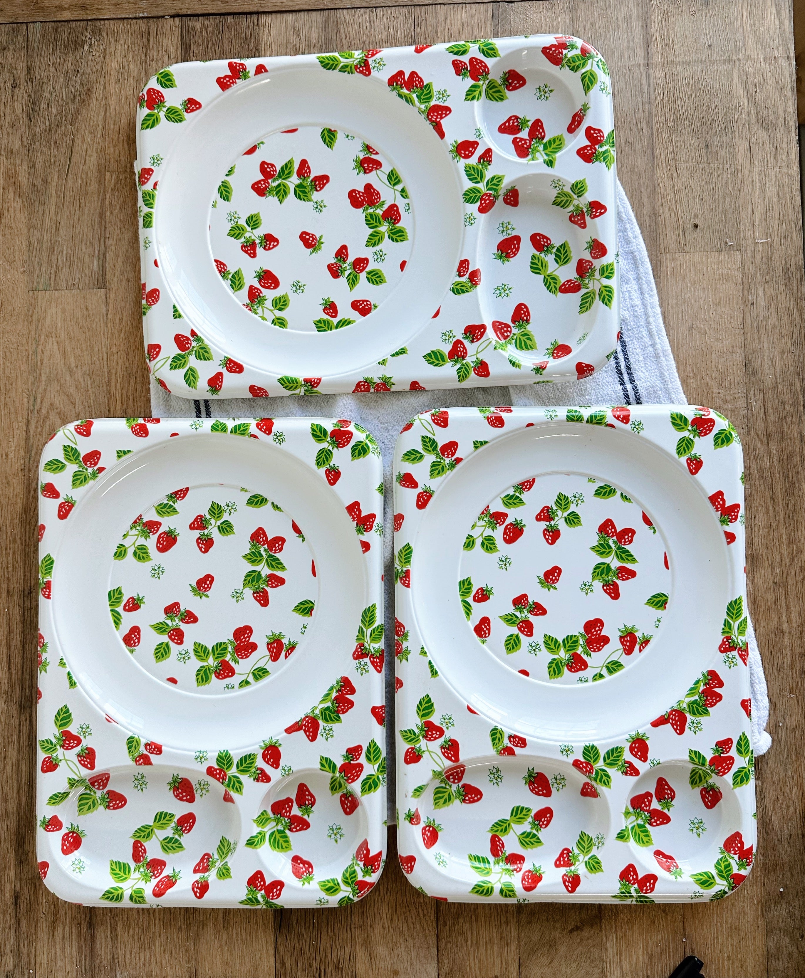 Collection of Six Strawberry Picnic Trays