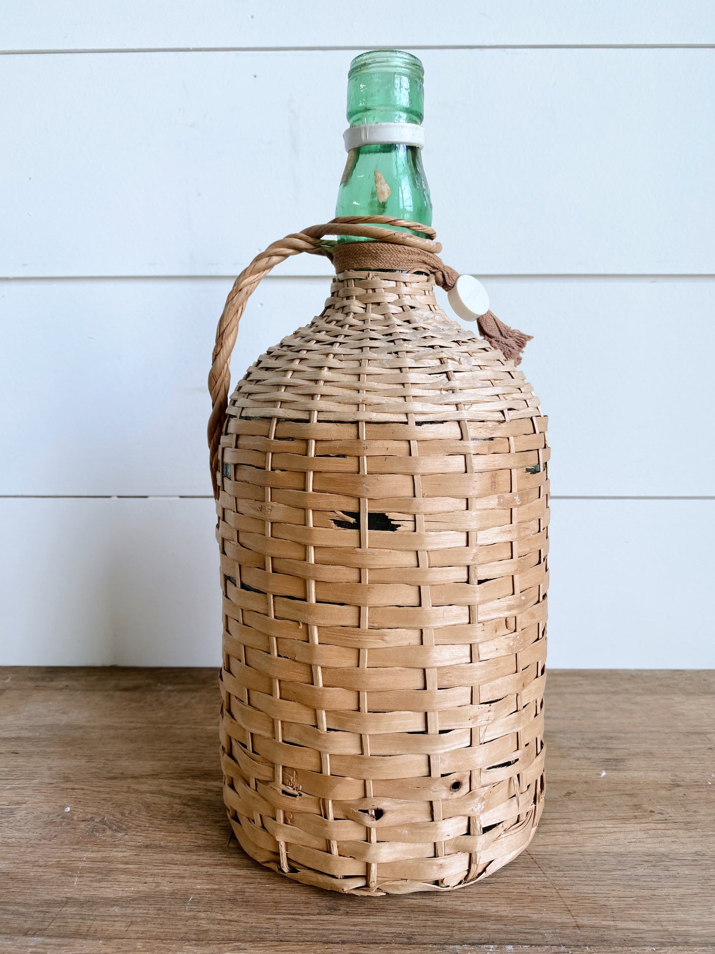 Large Demijohn with Pretty Green Glass Bottle