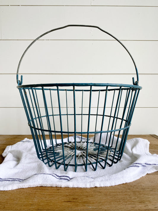 Vintage Chippy Blue Egg Basket