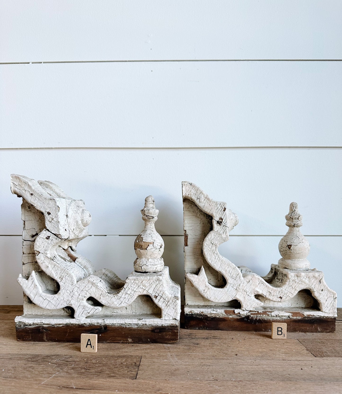 Perfectly Petite Deep Relief Antique Chippy Corbels