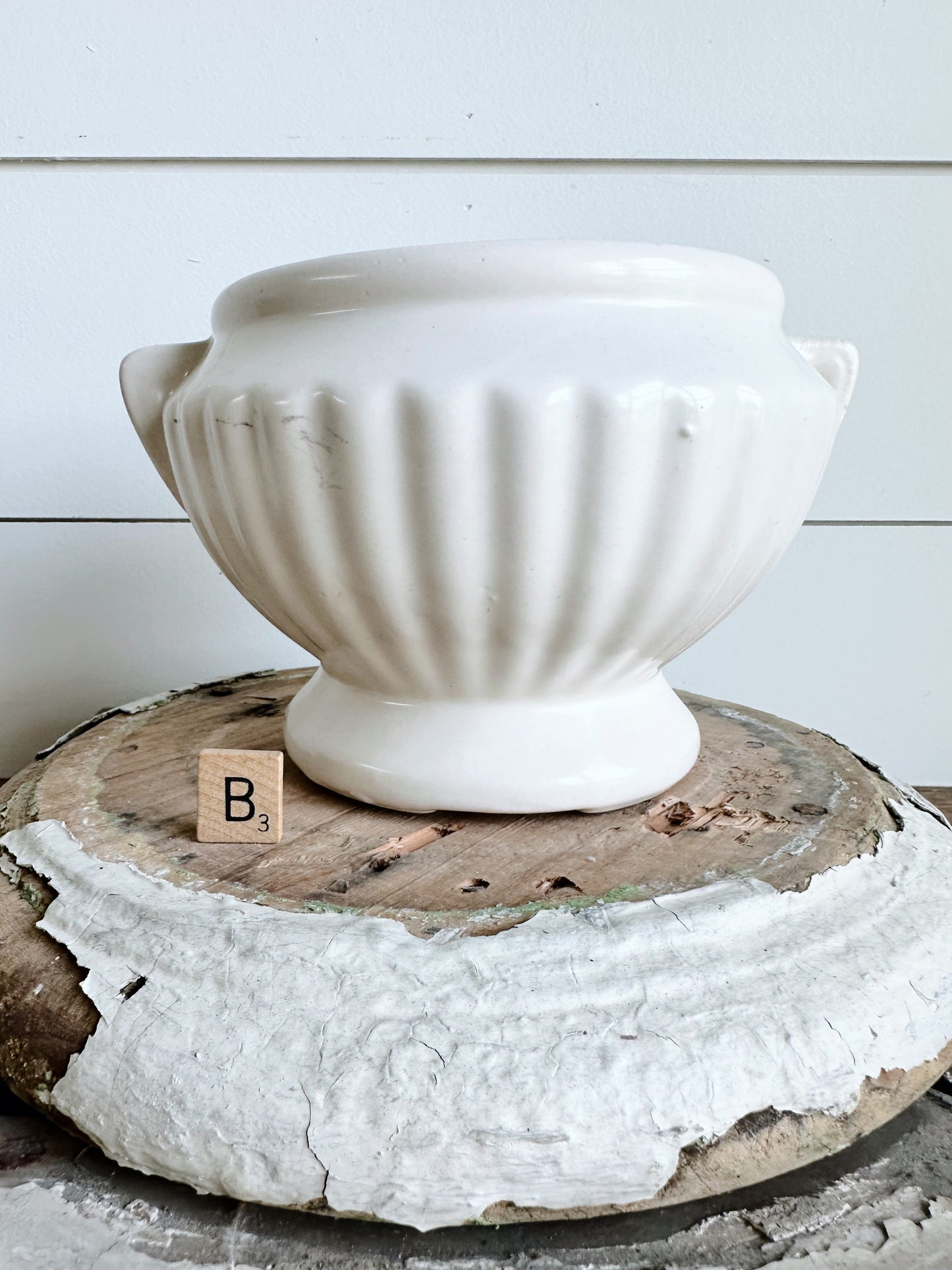 Creamy White Vintage Planter