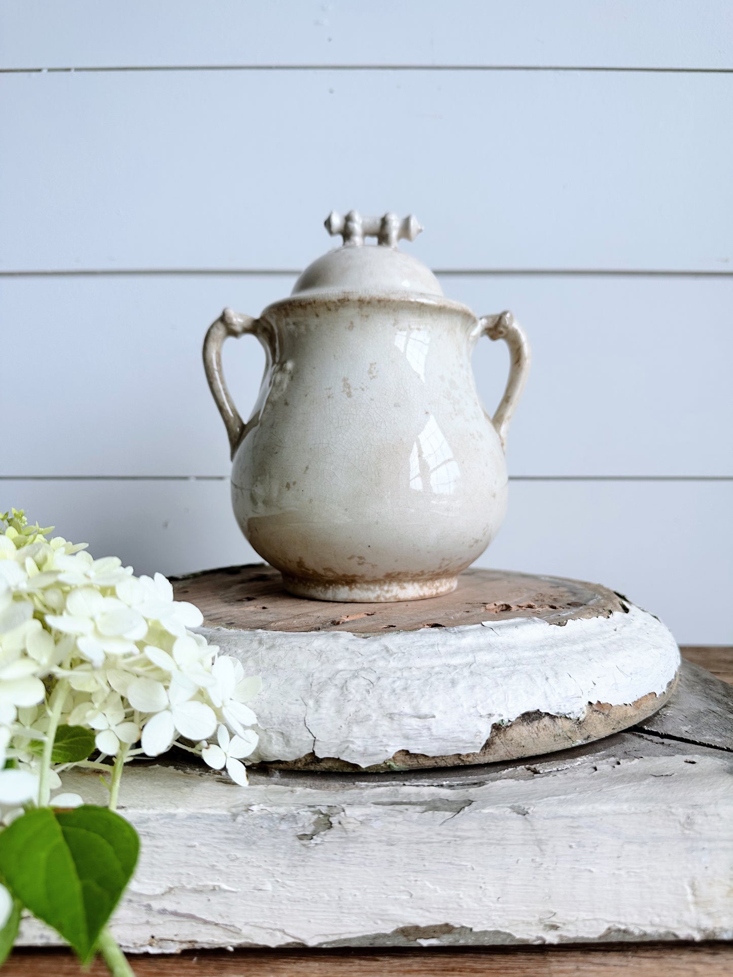 Beautifully Stained Ironstone Sugar Pot