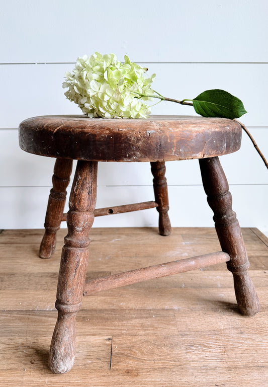 Chunky Antique Wood Stool