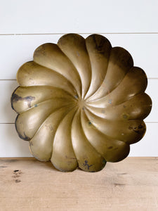 Large Vintage Flower Shaped Brass Tray