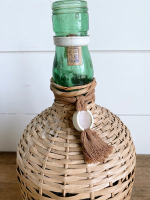 Large Demijohn with Pretty Green Glass Bottle