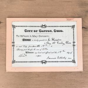 1880’s Antique License/Permit